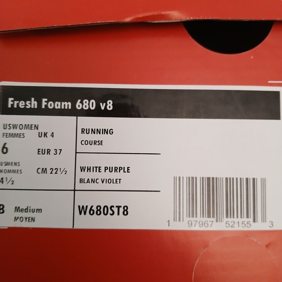 New Balance Fresh Foam X 680v8 Women's 6 B Running Shoes White Purple Sneakers - Picture 9 of 9